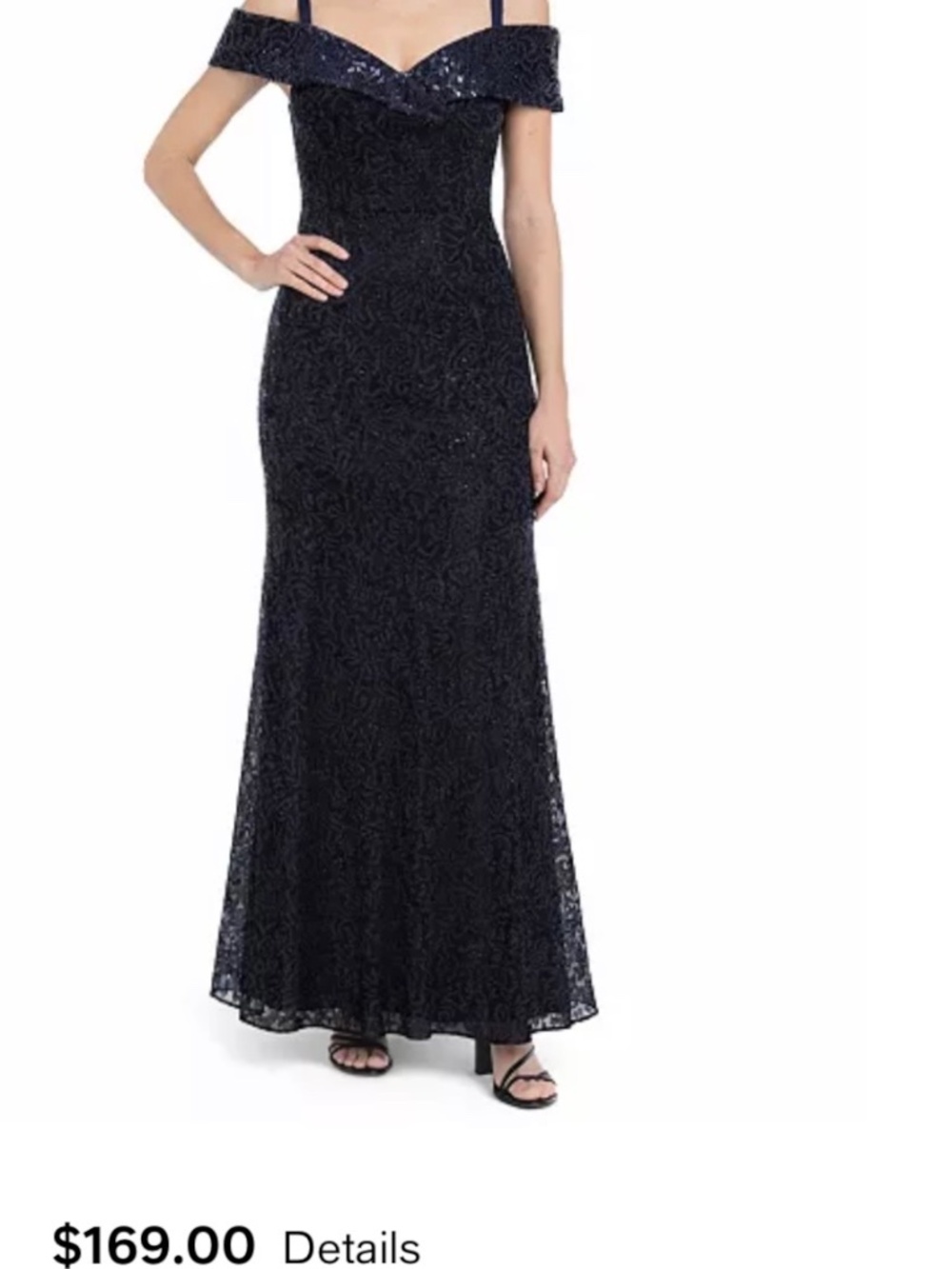 R & M RICHARDS Off The Shoulder Maxi   Navy Blue 14W